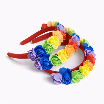 Regnbuehårbøyle med skumroser