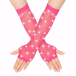 Rosa mesh hansker med glitter