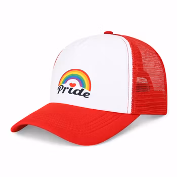 Pride‑caps med regnbue og hjerte – justerbar & luftig