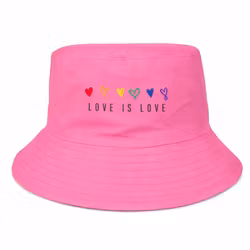 LOVE IS LOVE bøttehatt i rosa & sort