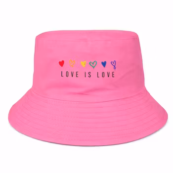 LOVE IS LOVE bøttehatt i rosa & sort
