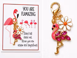 Flamingo Nøkkelring med Kort – “You Are Flamazing”