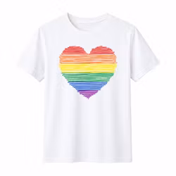 ​​​​Hvit Pride T-skjorte med regnbuehjerte