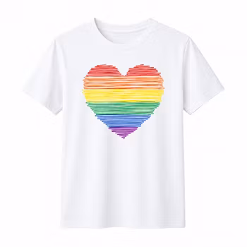 ​​​​Hvit Pride T-skjorte med regnbuehjerte