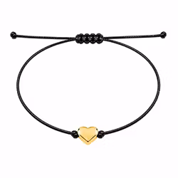 Justerbart armbånd med gullhjerte ​som finnes i sort og rødt