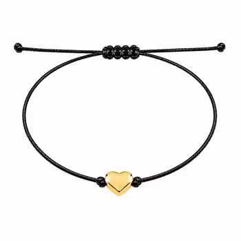 Justerbart armbånd med gullhjerte ​som finnes i sort og rødt