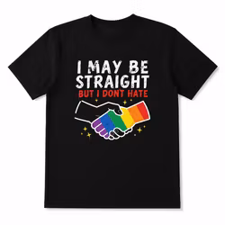 T-skjorte «I May Be Straight But I Don’t Hate» – Str. L