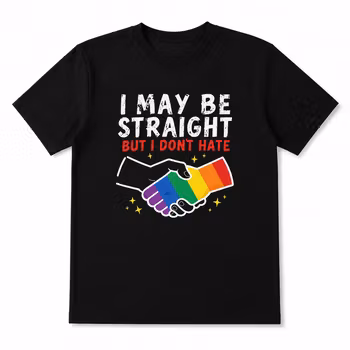 T-skjorte «I May Be Straight But I Don’t Hate» – Str. L