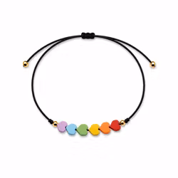 Regnbuehjerte‑armbånd