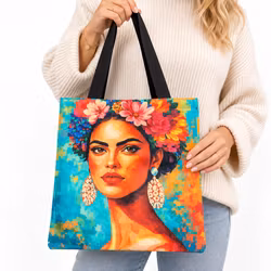 Handlenett med fargerikt kunstmotiv