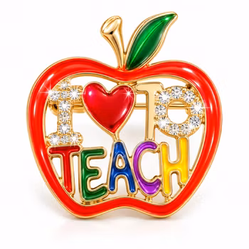 I ❤️ TEACH – dekorativ pin til lærer