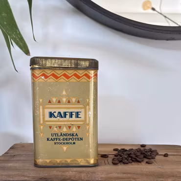 Vintage kaffeburk plåt med patina