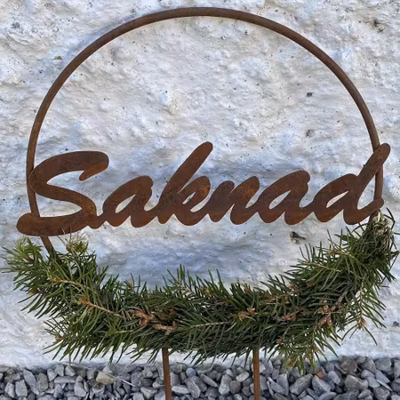 Cirkel med text saknad gravdekoration