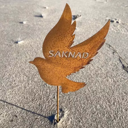 Duva med text gravdekoration