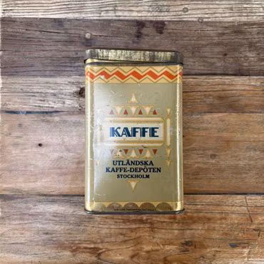 Vintage kaffeburk plåt med patina