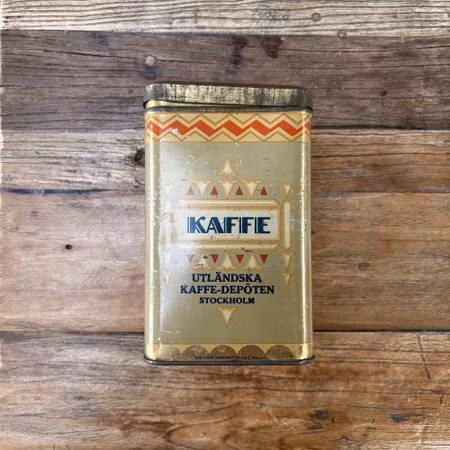 Vintage kaffeburk plåt med patina
