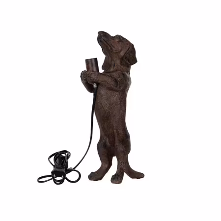 Tax hund bordslampa brun