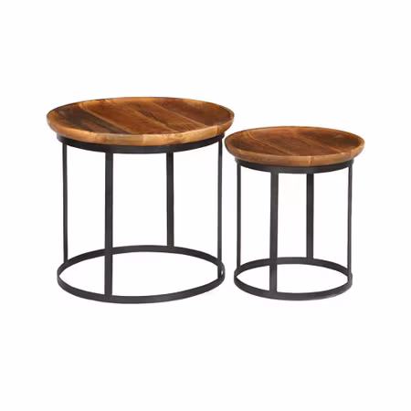 Brim soffbord 2-set trä och järn