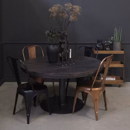 Jack rustikt runt matbord svart trä/järn 140 cm