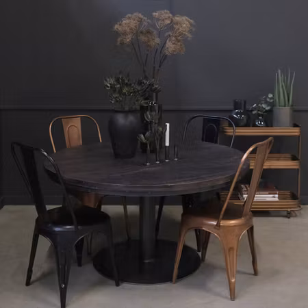 Living industriell stol kopparfärg hög rygg
