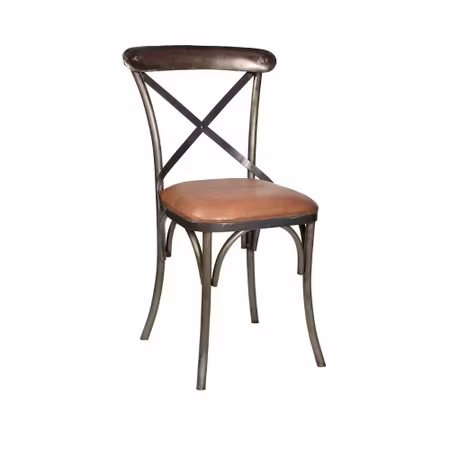 Bistro matstol i järn och brunt läder