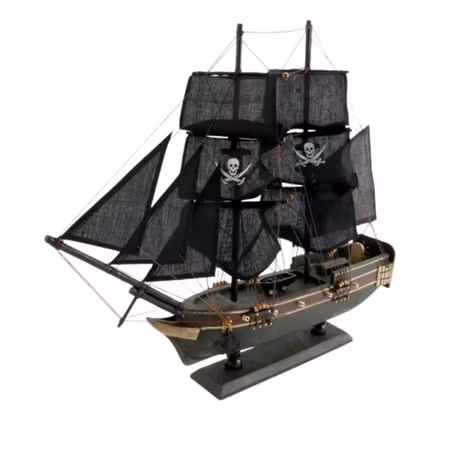 Piratskepp modellbåt i trä svart