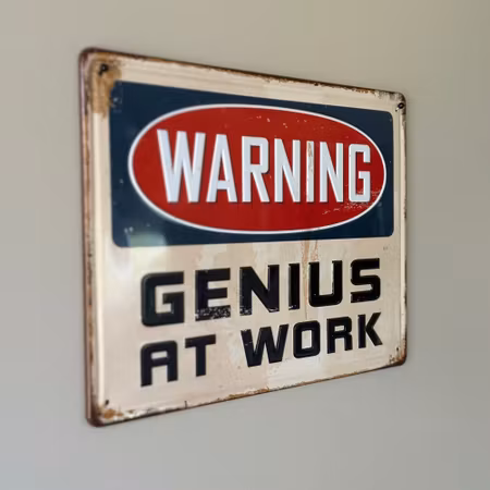 Metallskylt Warning flerfärgad
