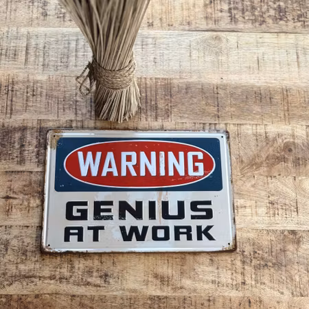 Metallskylt Warning flerfärgad