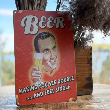 Plåtskylt "Beer..." flerfärgad