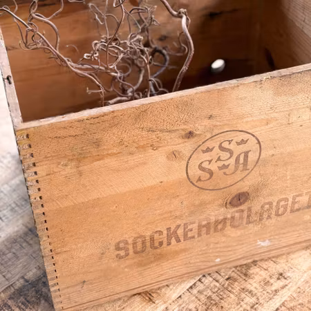 Vintage sockerlåda i trä modell A1