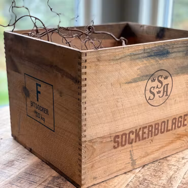 Vintage sockerlåda i trä modell A2