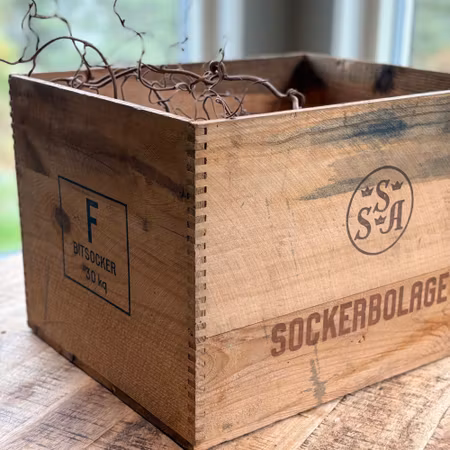 Vintage sockerlåda i trä modell A2