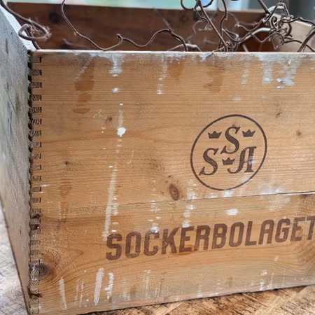 Vintage sockerlåda i trä modell A5