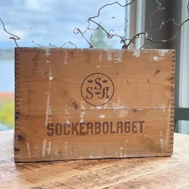 Vintage sockerlåda i trä modell A5