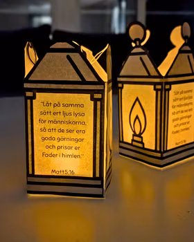 Ljuslyktor i papper. Joh 8:12 + Matt 5:16