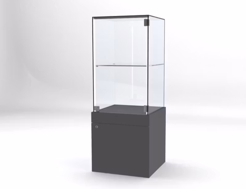 Glasvitrin BAS Förvaring - 2 plan -Glastopp, med 2 st Spot belysning