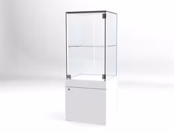 Glasvitrin BAS Förvaring - 2 plan -Glastopp, utan belysning