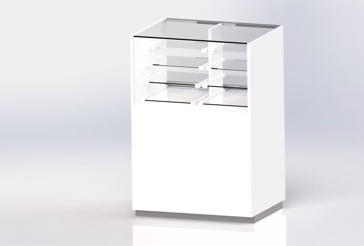 Glasdisk Standard 45 cm glasfront med skenor för kassetter