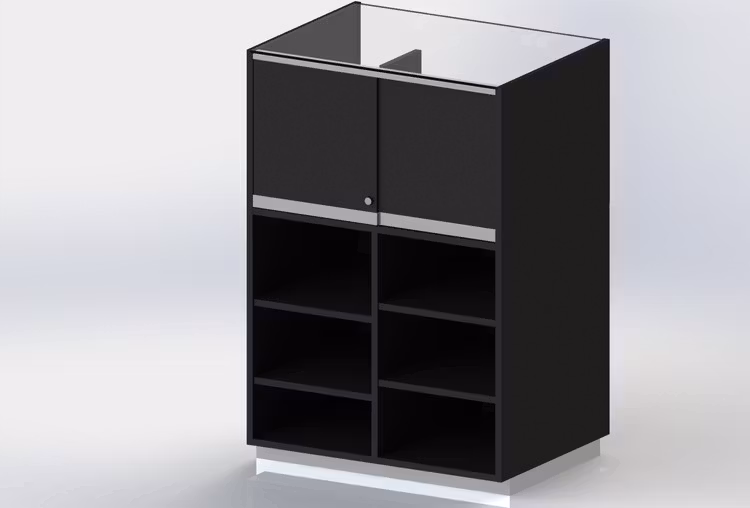 Glasdisk Standard 45 cm glasfront med skenor för kassetter