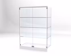 Glasvitrin BAS WIDE-4 plan -Glastopp, utan belysning