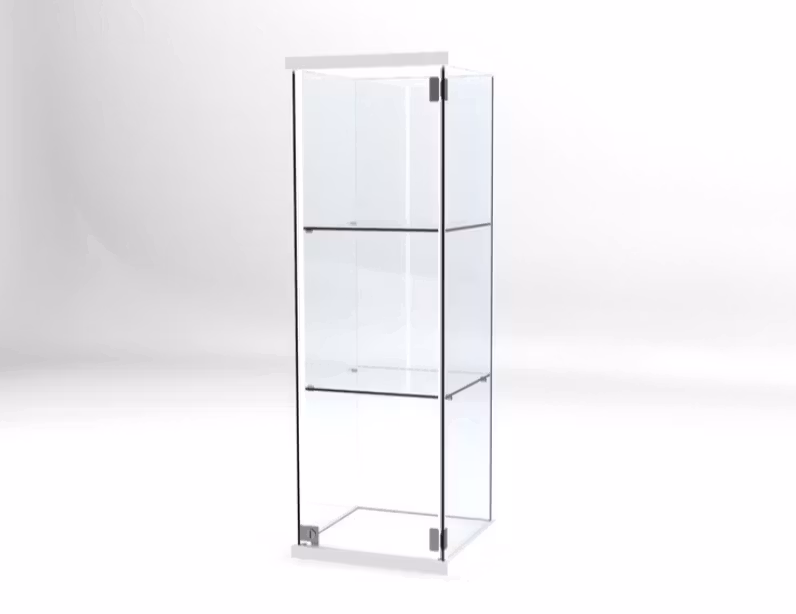 Glasvitrin BILLY-3 plan  -Trätopp 3 cm, 4 spot belysning