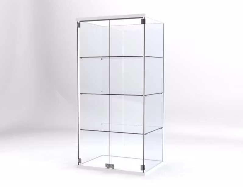 Glasvitrin BILLY WIDE-4 plan -Glastopp, utan belysning