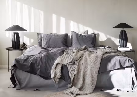 Percale Grå Bäddset Dubbeltäcke 220x210