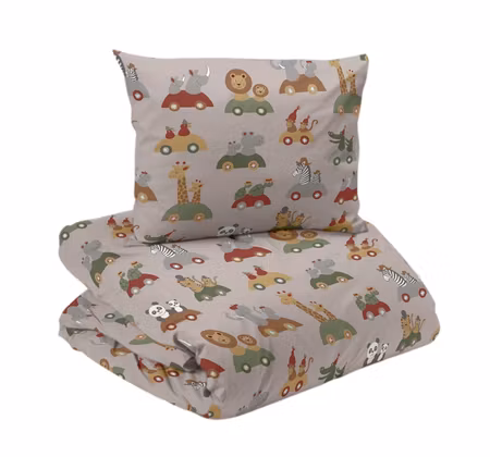 Utflykt Beige/Röd Bäddset Enkeltäcke 150x210