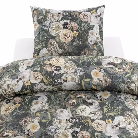Abigail Grön Blommor Bäddset – Enkeltäcke 150x210 cm