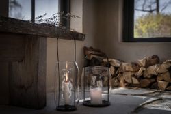 Lykta för blockljus h30 beige