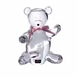 Glasfigur Teddy rosa rosett