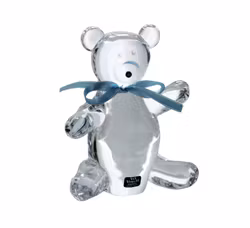 Glasfigur Teddy blå rosett