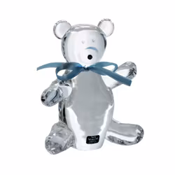 Glasfigur Teddy blå rosett