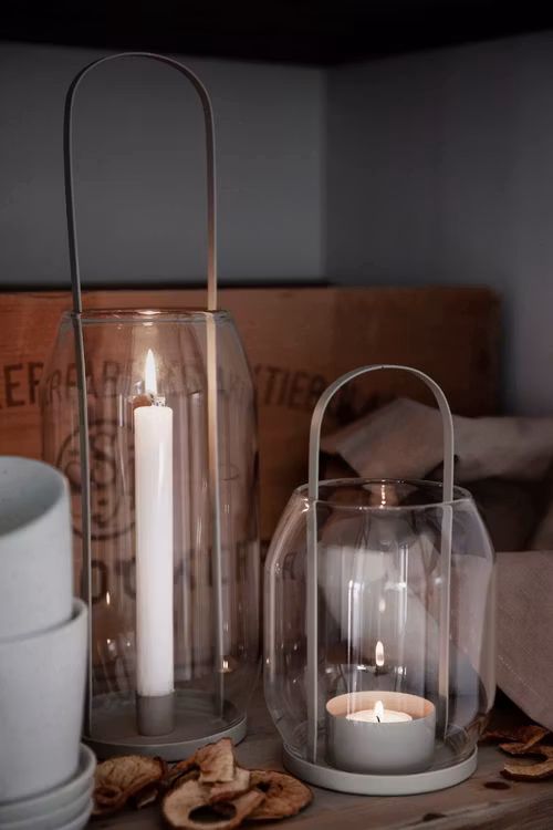 Lykta för värmeljus h22 svart